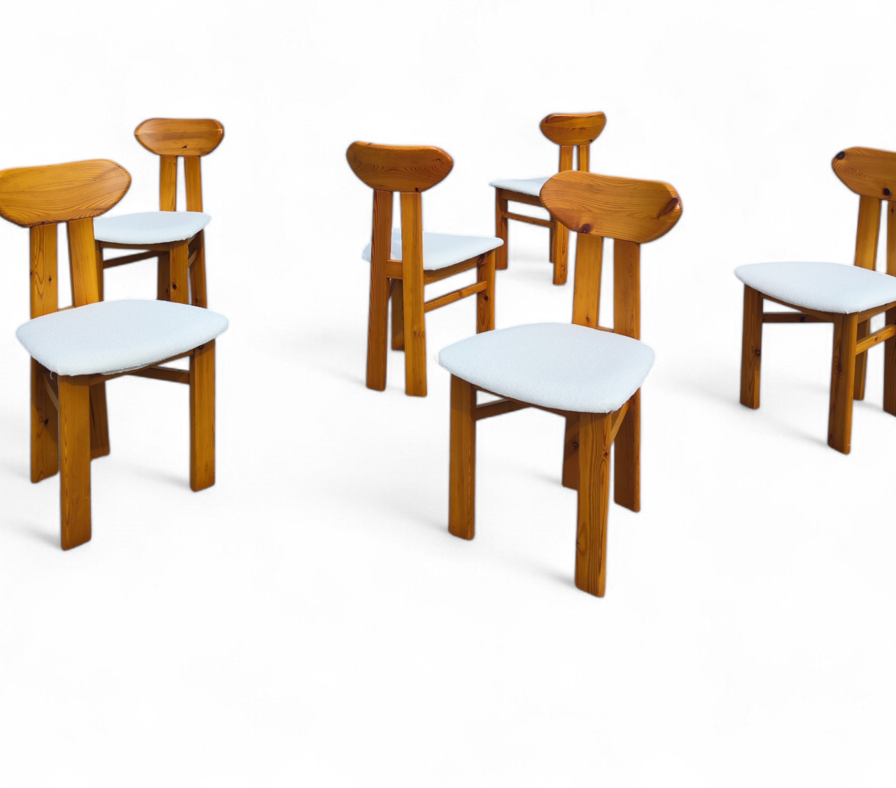 Set of 6 Scandinavian pine dining chairs