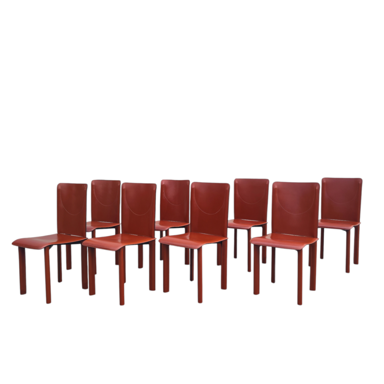 Red leather Italian dining Chairs