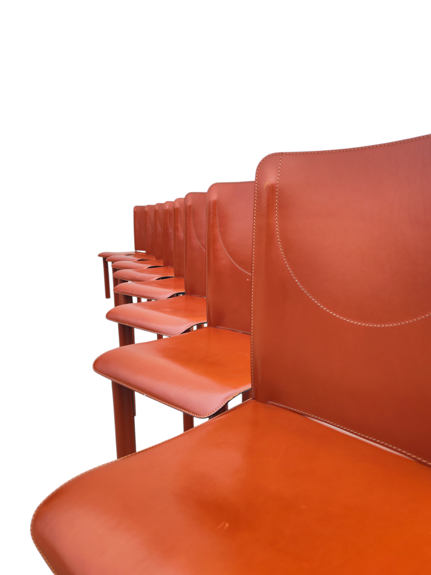 Red leather Italian dining Chairs - Image 2