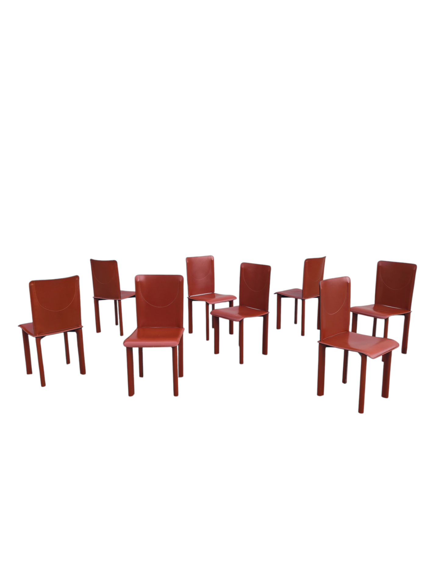 Red leather Italian dining Chairs - Image 3