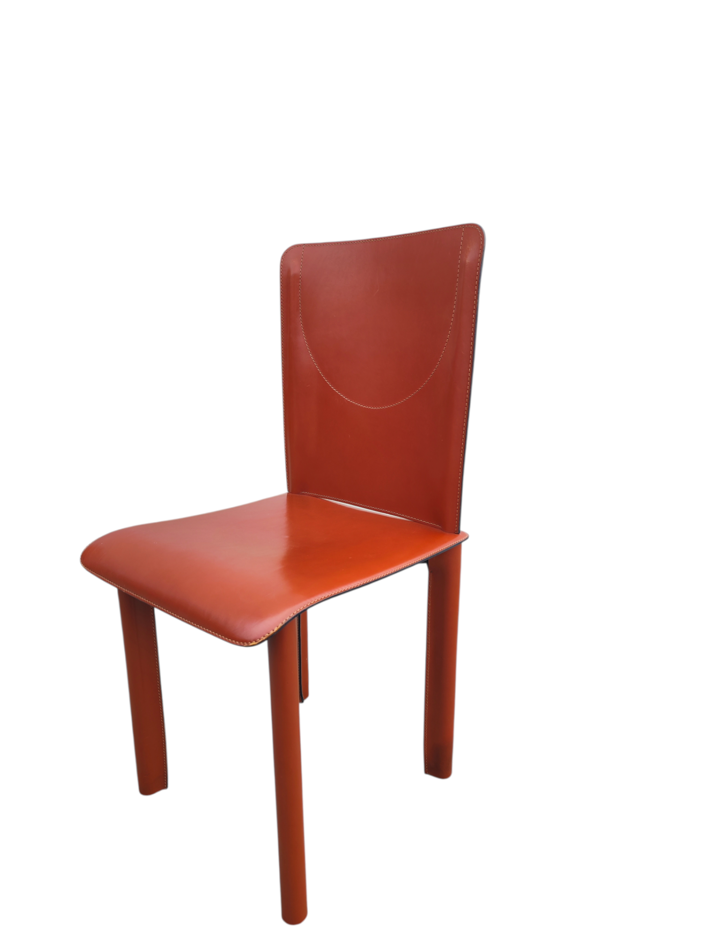 Red leather Italian dining Chairs - Image 4