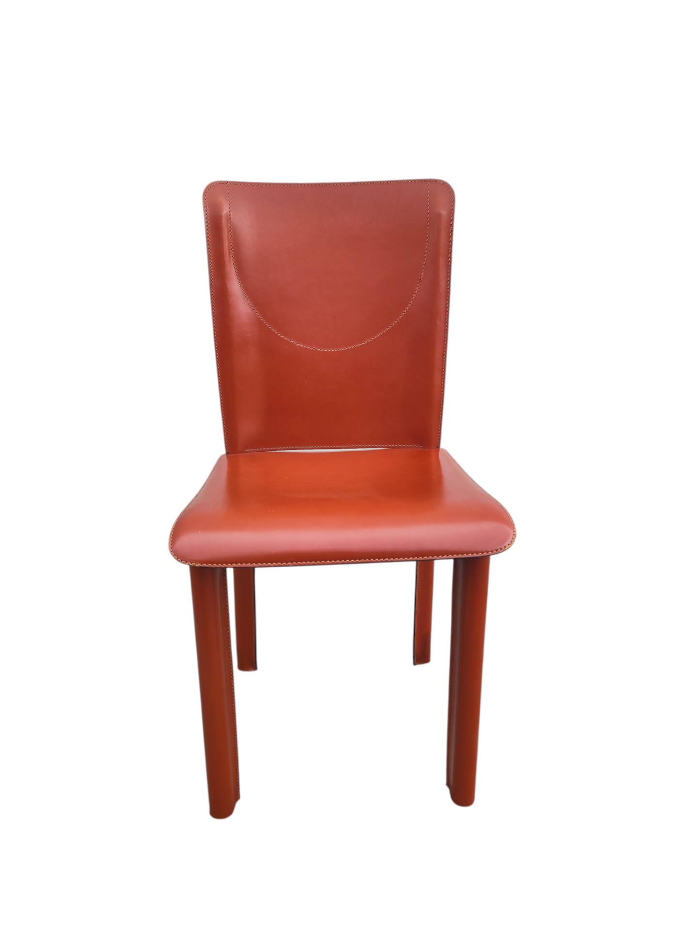 Red leather Italian dining Chairs - Image 6