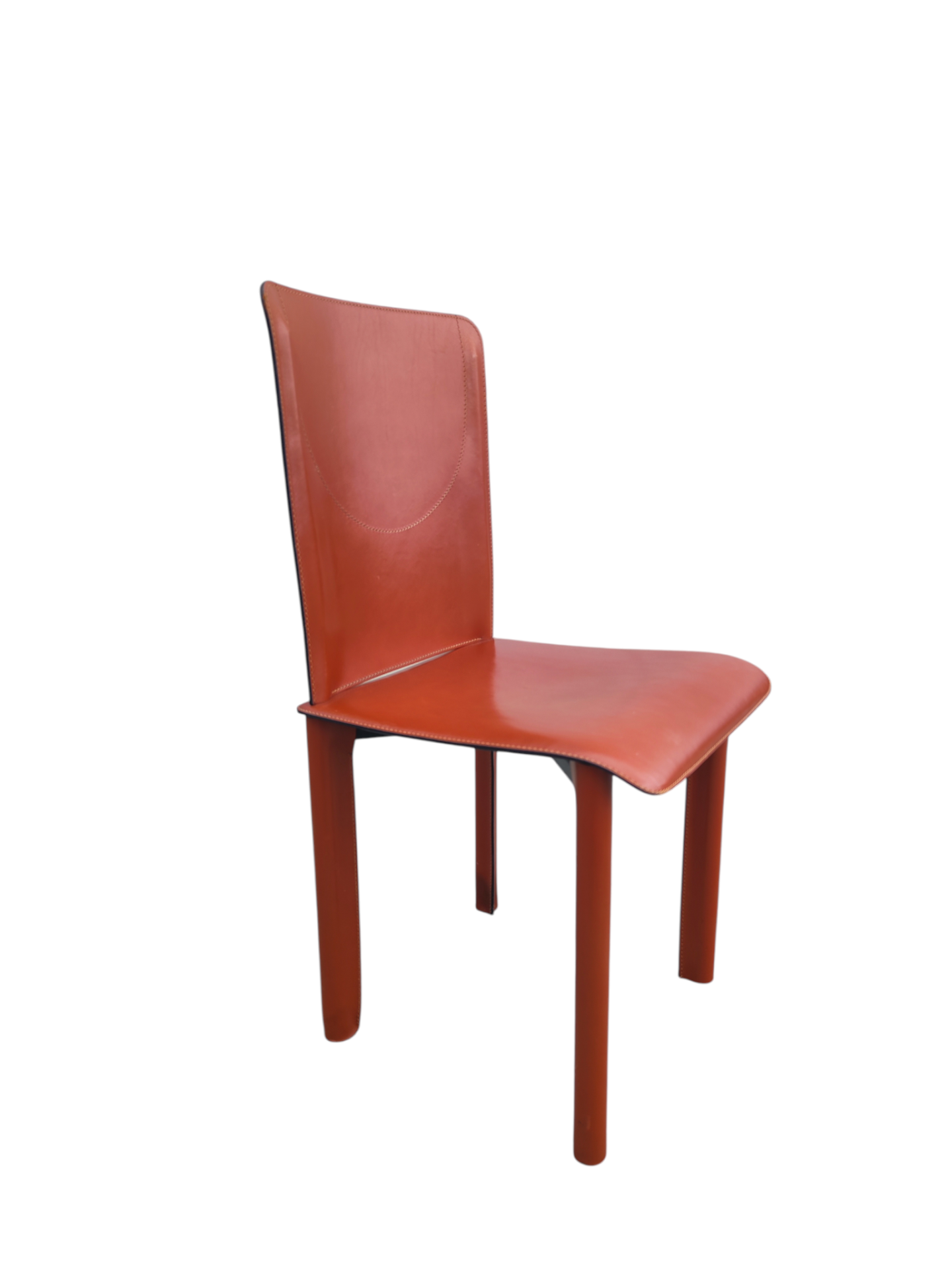 Red leather Italian dining Chairs - Image 5