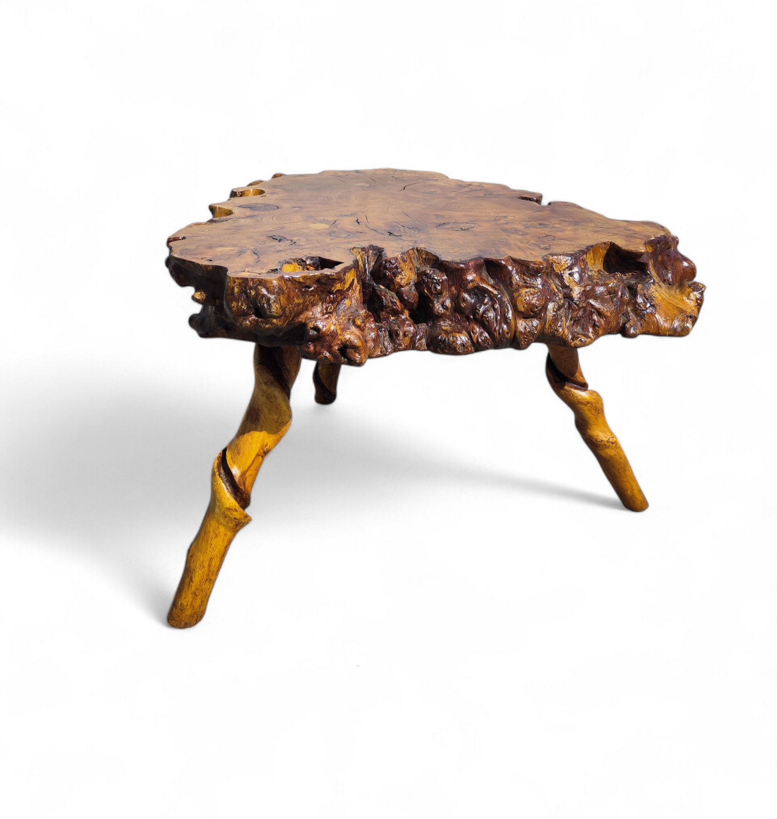 Primitive burl coffee table - Image 5