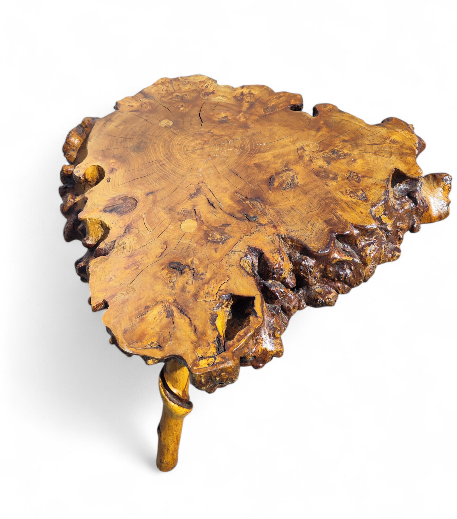 Primitive burl coffee table - Image 3