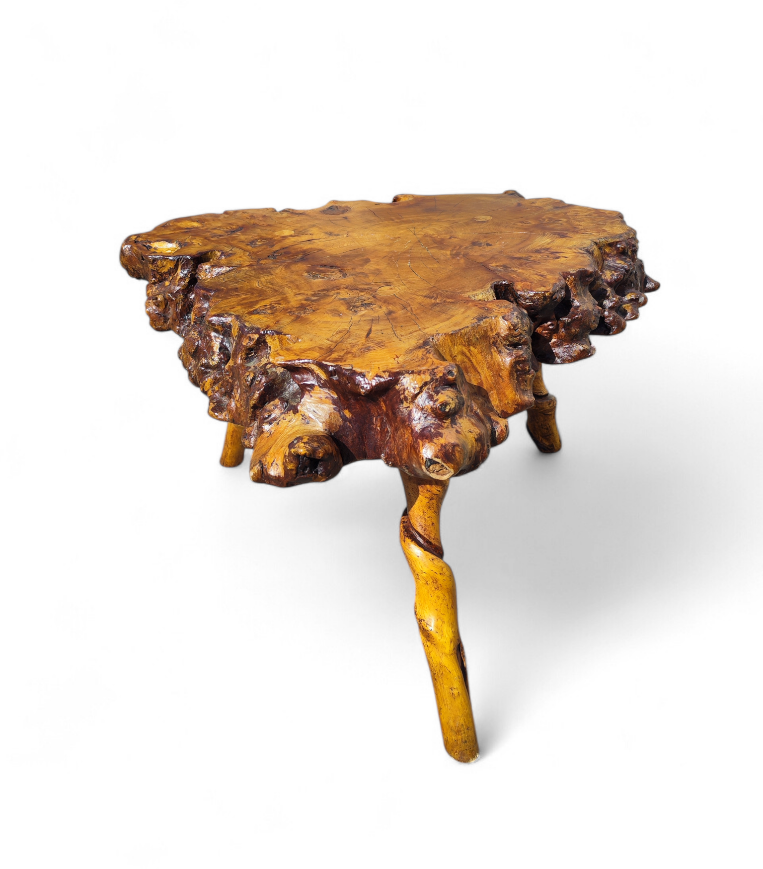Primitive burl coffee table - Image 4