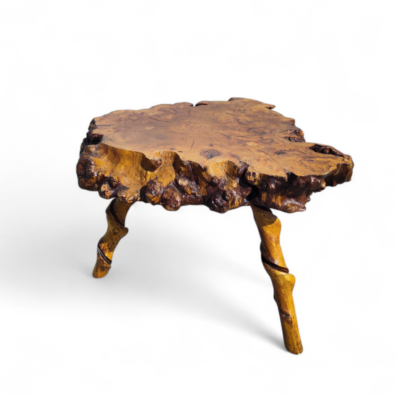 Primitive burl coffee table