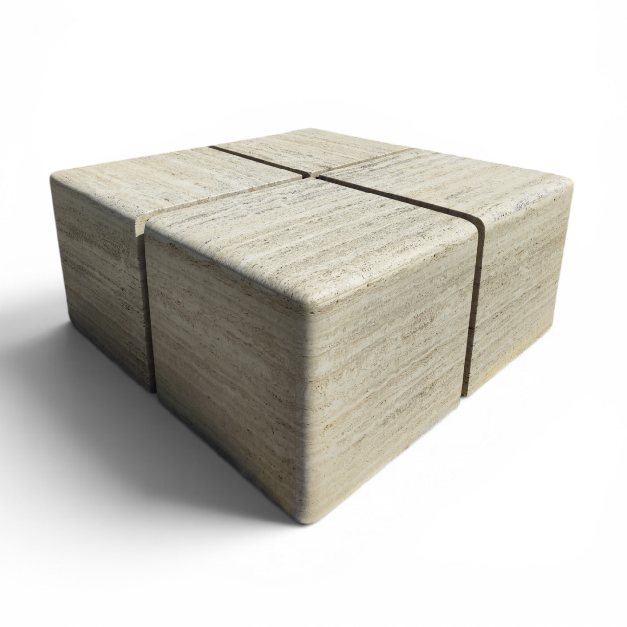 Set of 4 travertine tables attributed to Up&Up