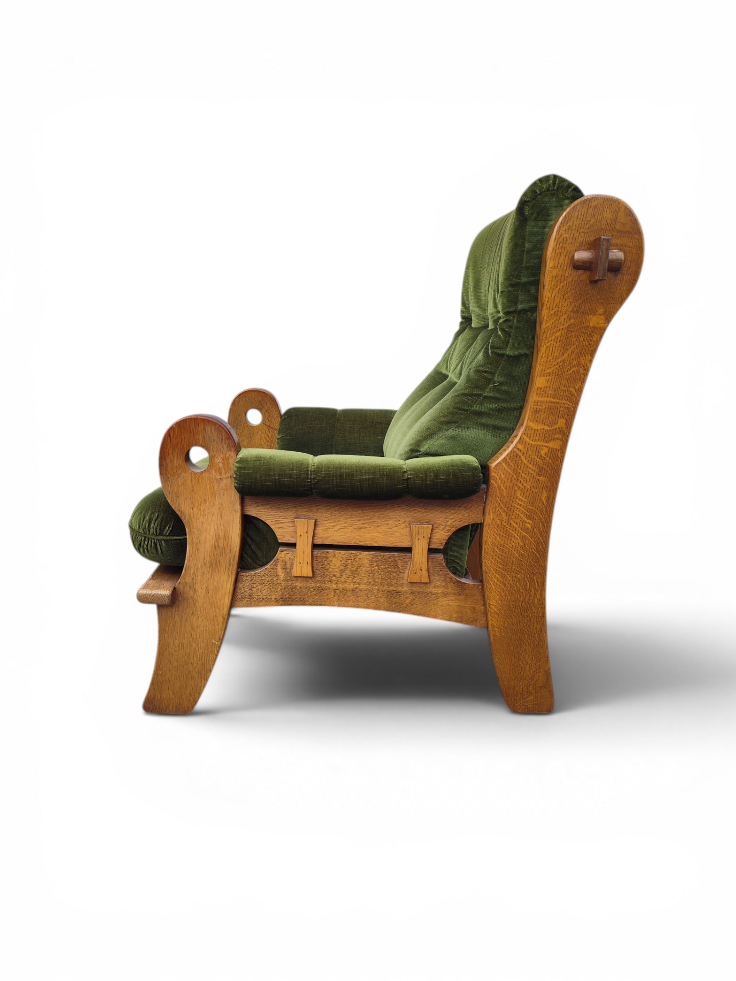 Pair of brutalist oak armchairs - Image 3