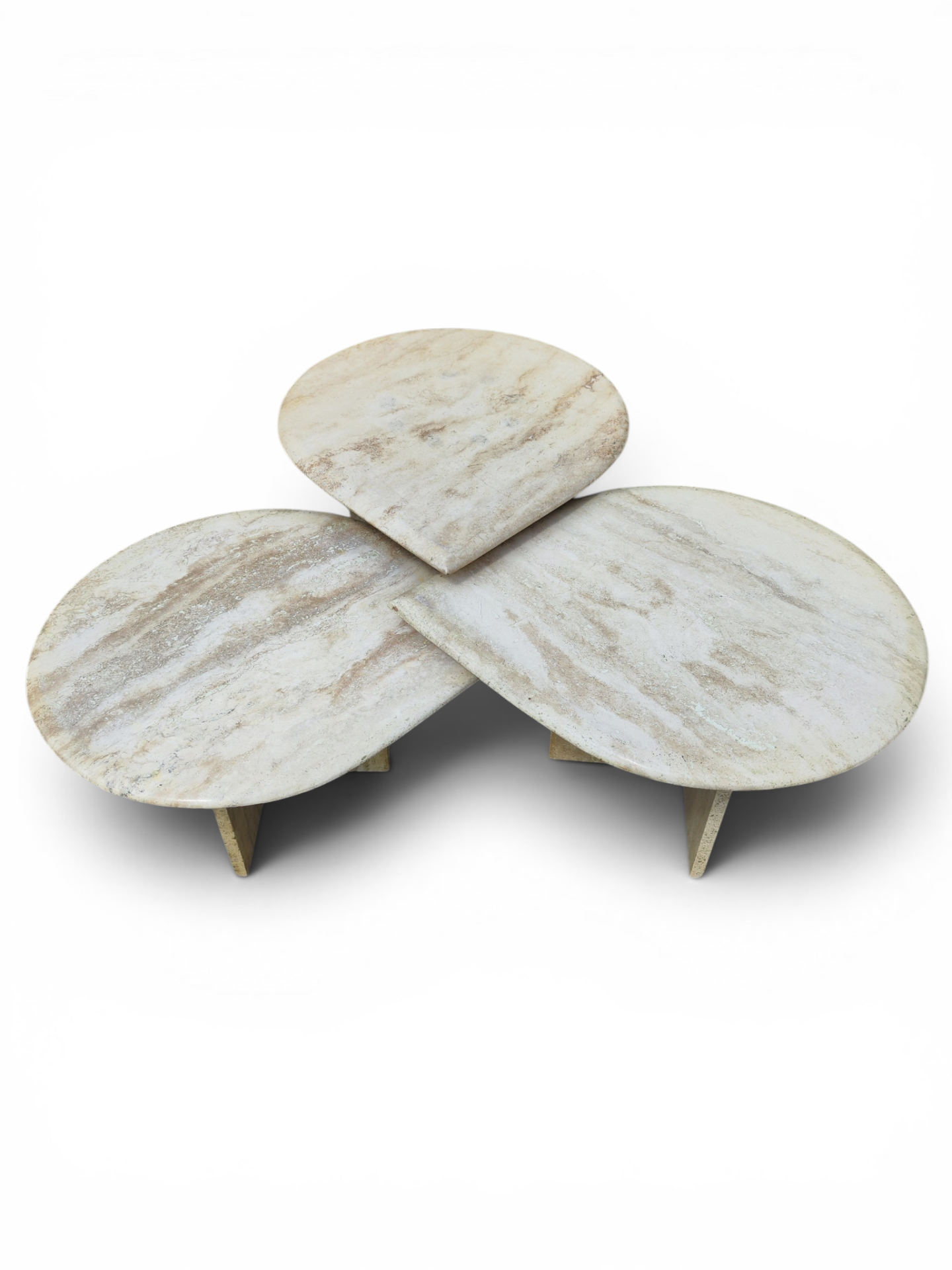 Trio of 1970s travertine tables - Image 5