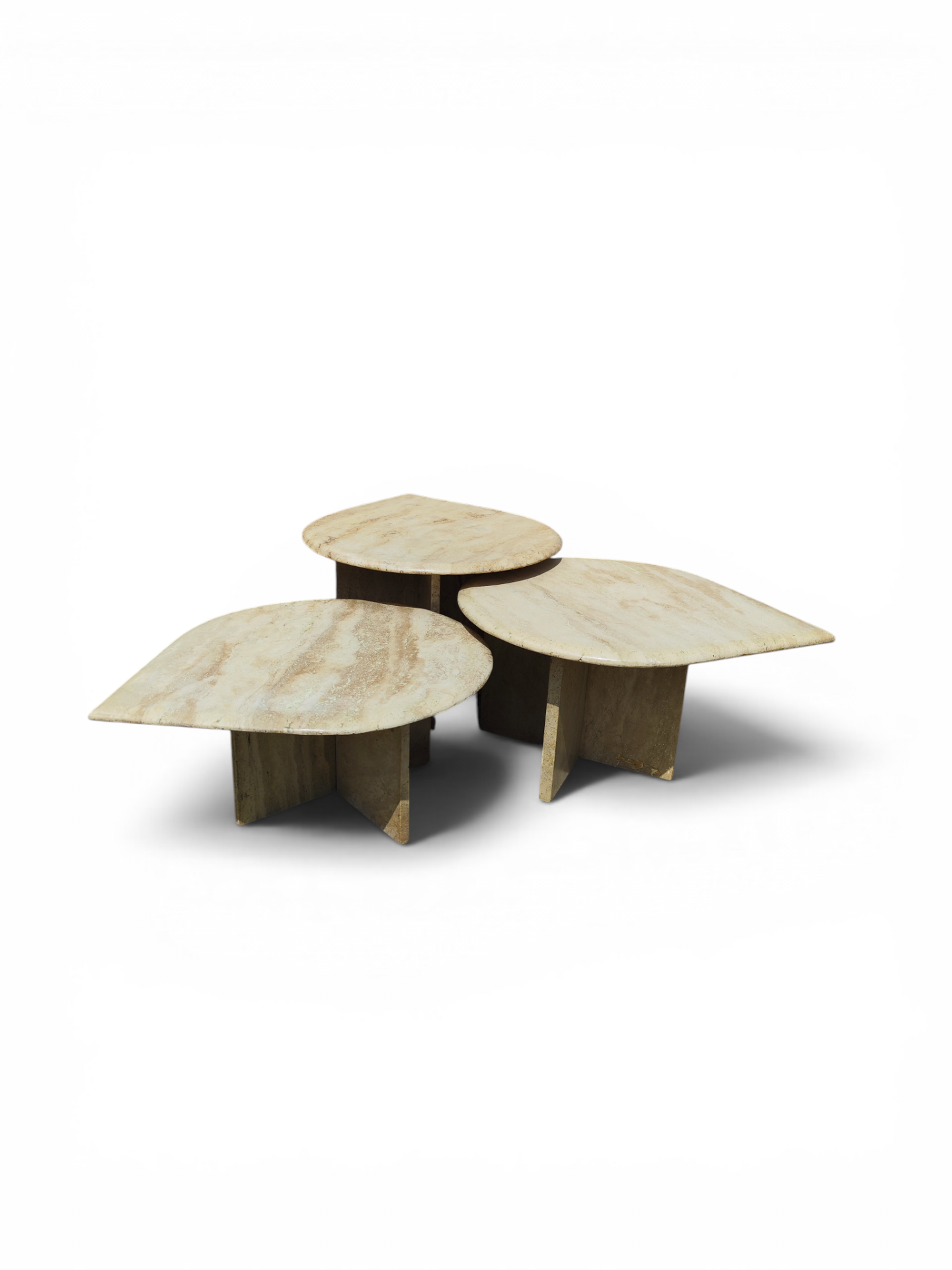 Trio of 1970s travertine tables - Image 2