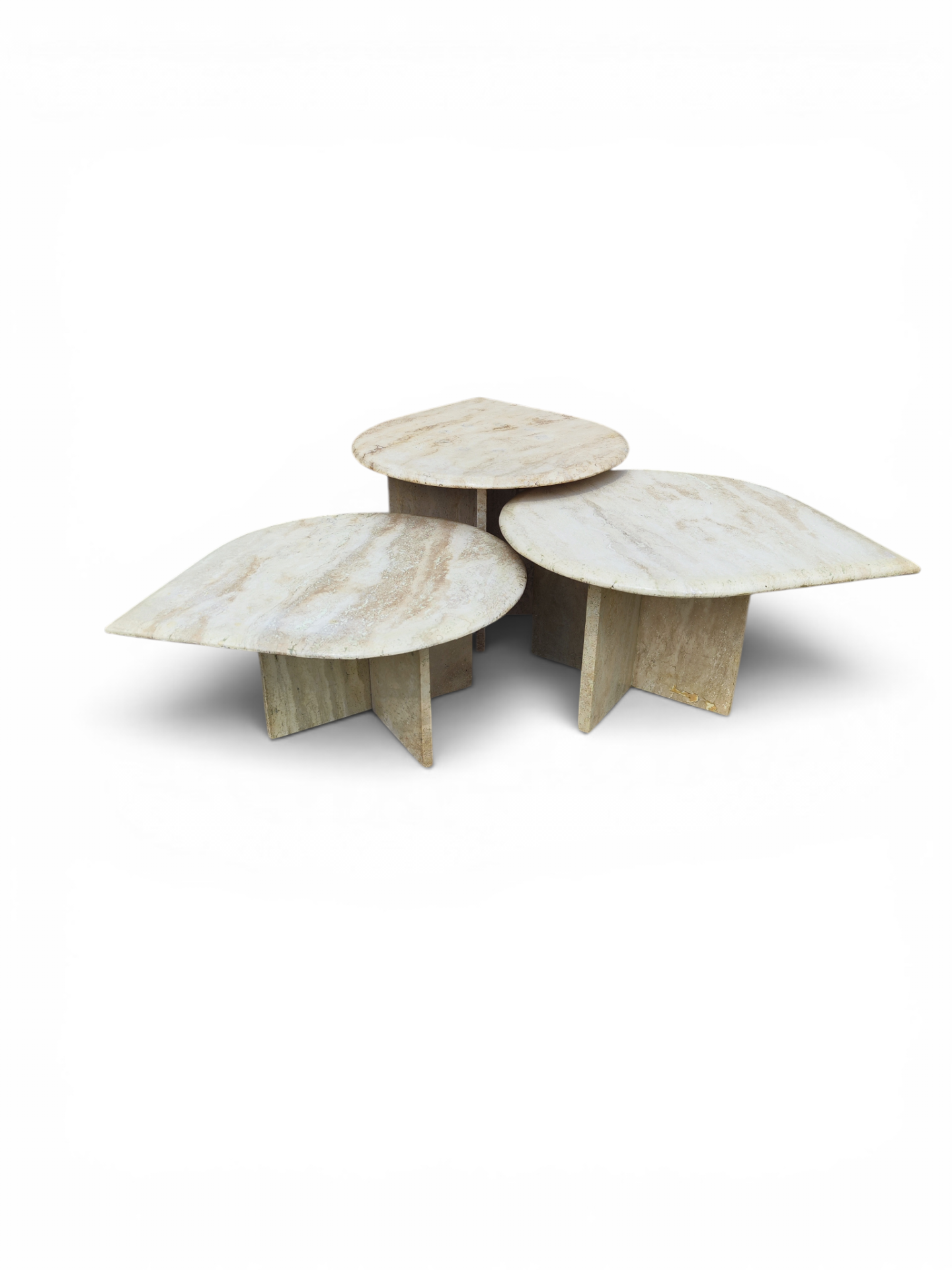 Trio of 1970s travertine tables - Image 4