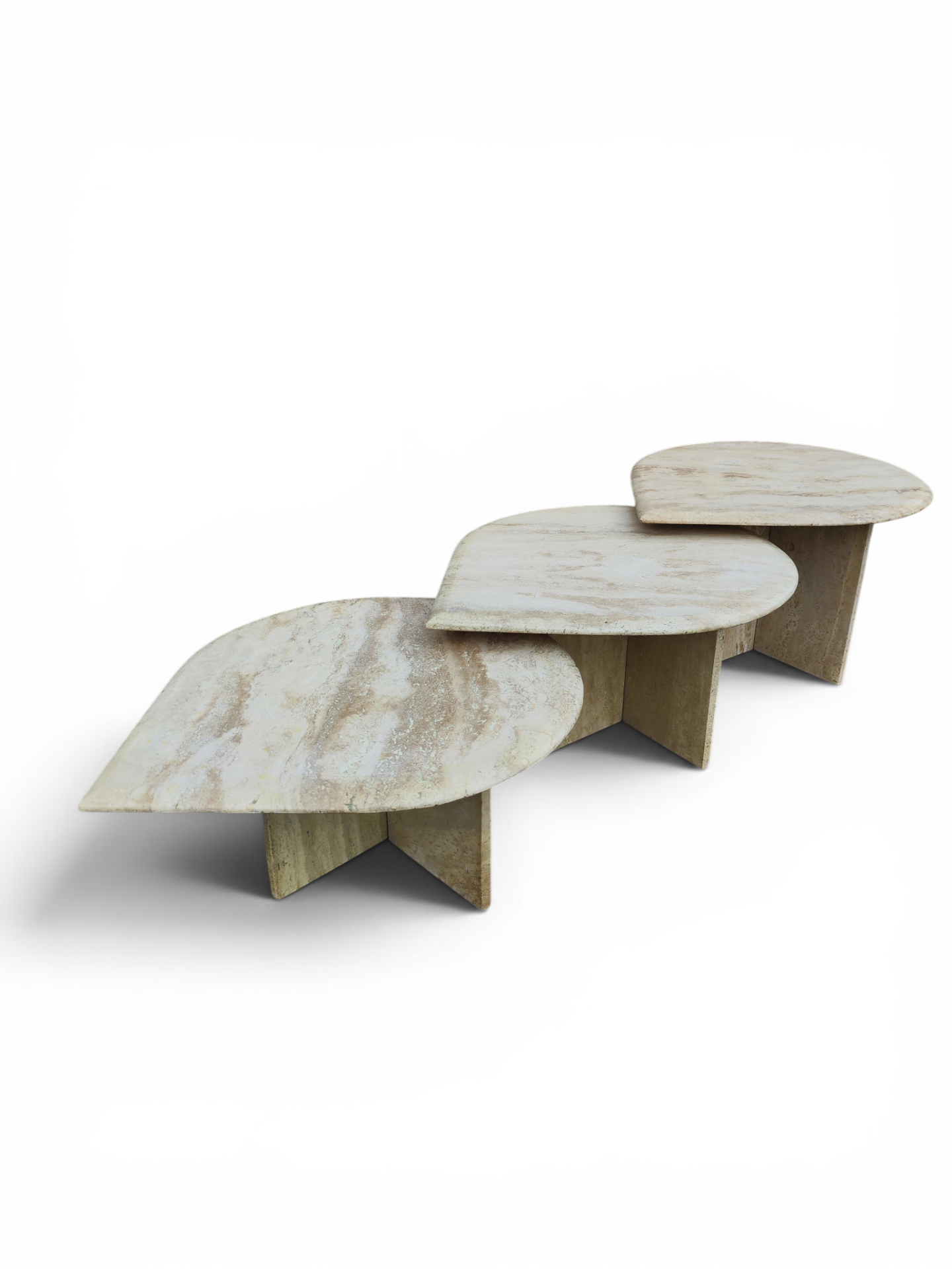 Trio of 1970s travertine tables - Image 6