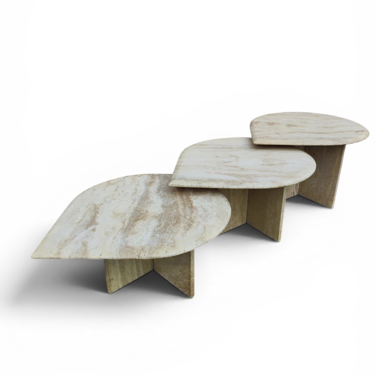 Trio of 1970s travertine tables