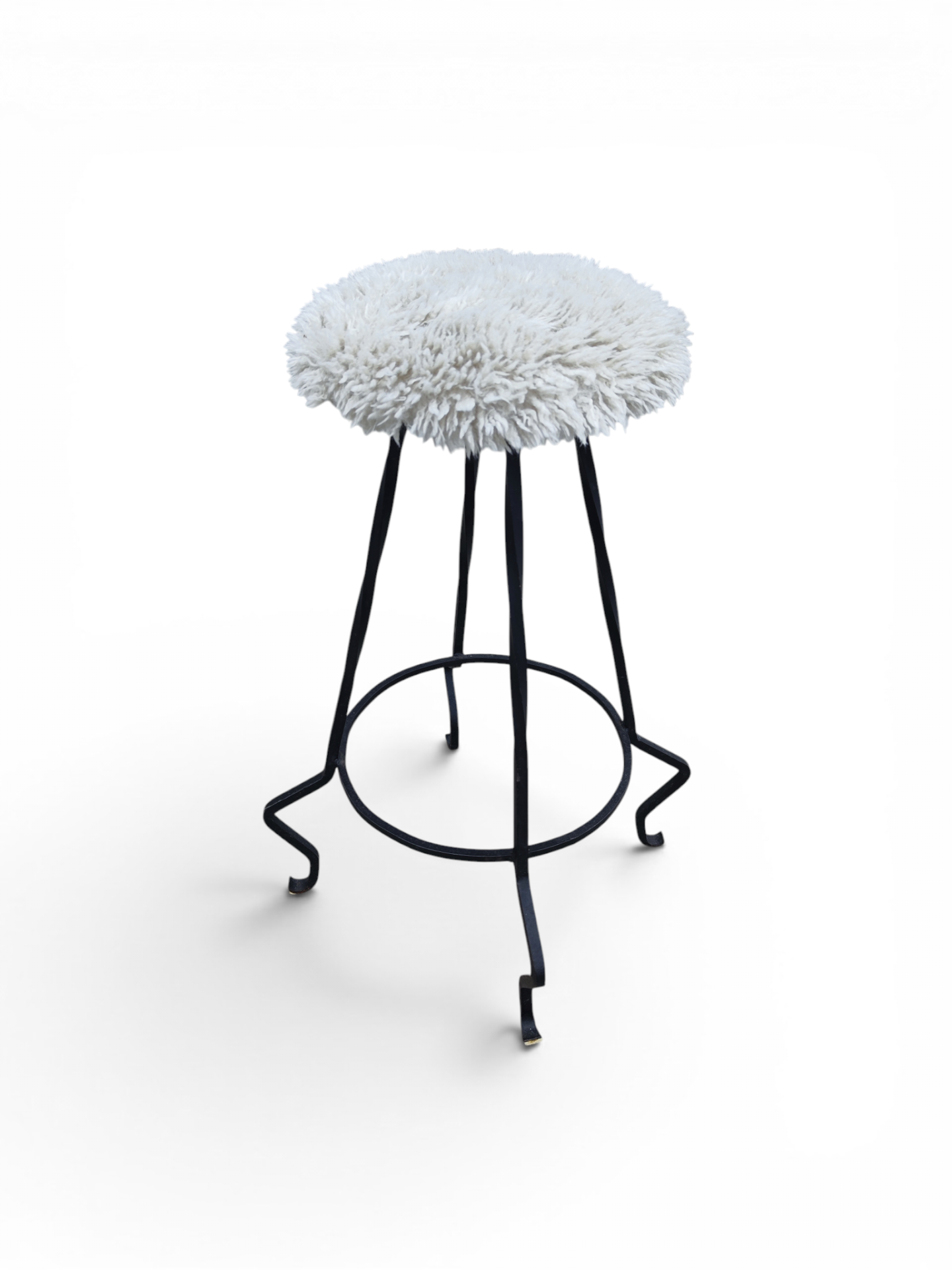 Trio of steel and wool barstools - Image 5