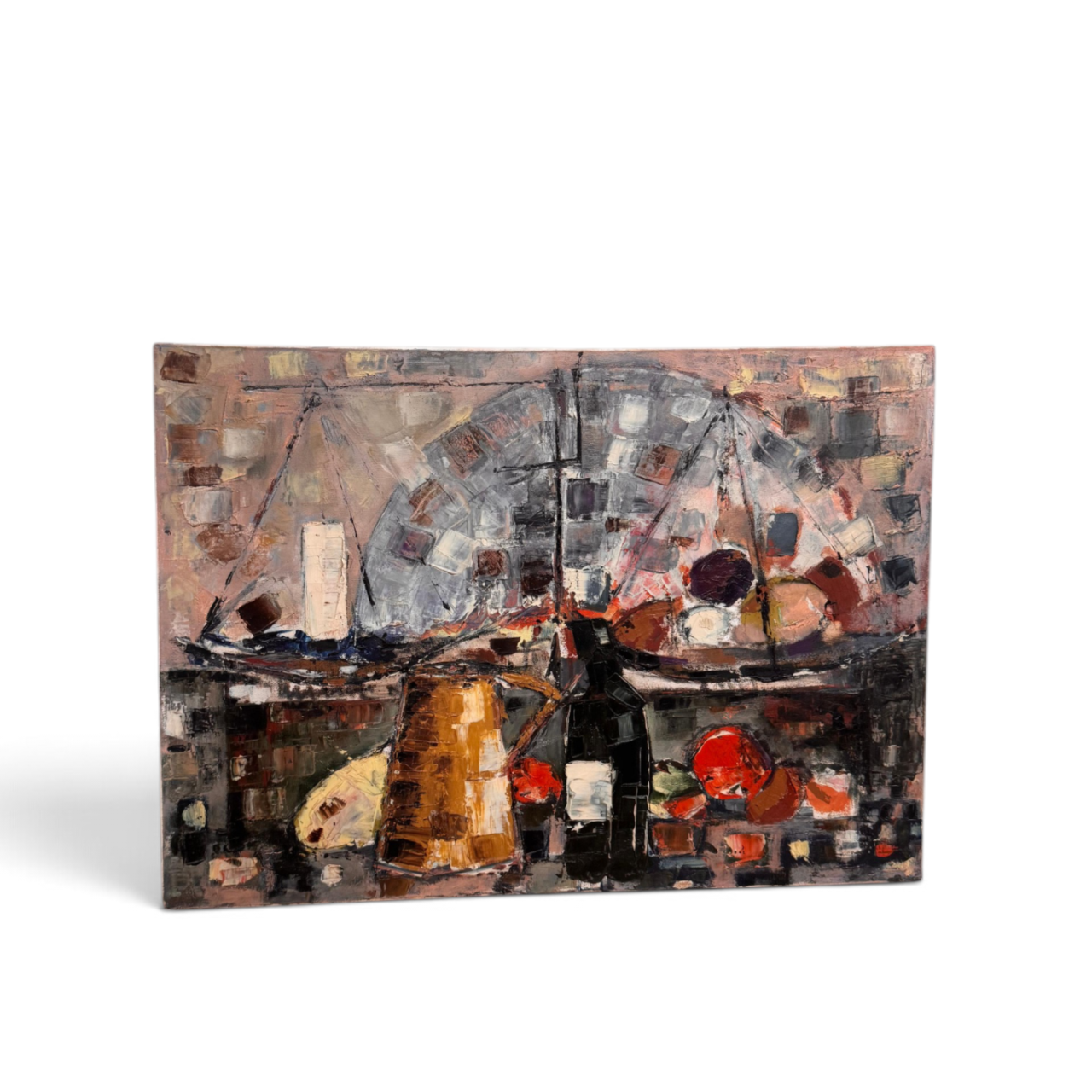 Italian 1970s semi abstract oil on canvas
