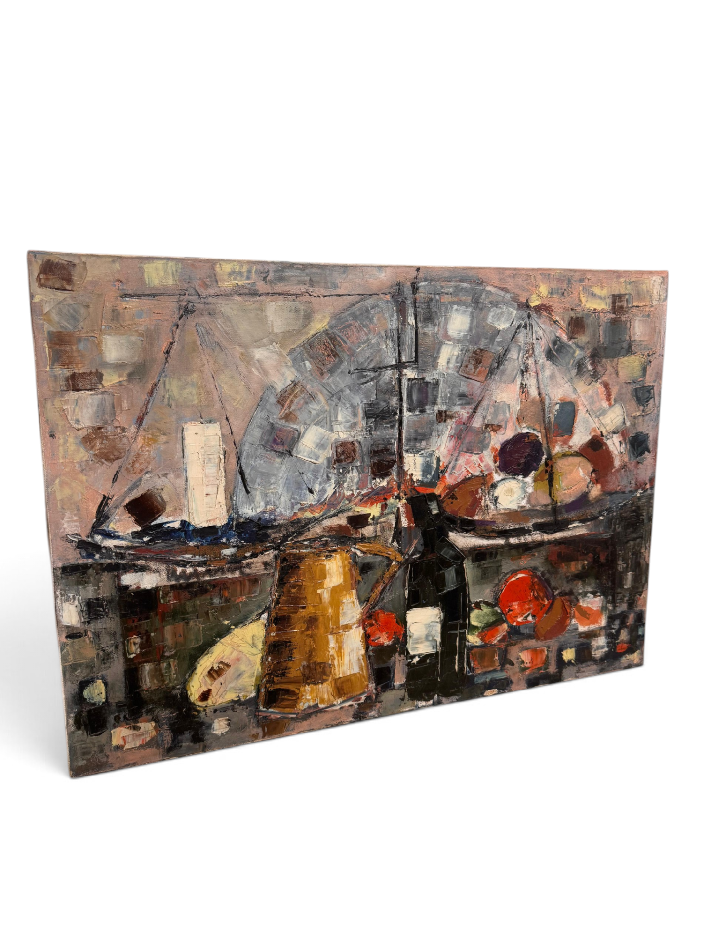 Italian 1970s semi abstract oil on canvas - Image 3