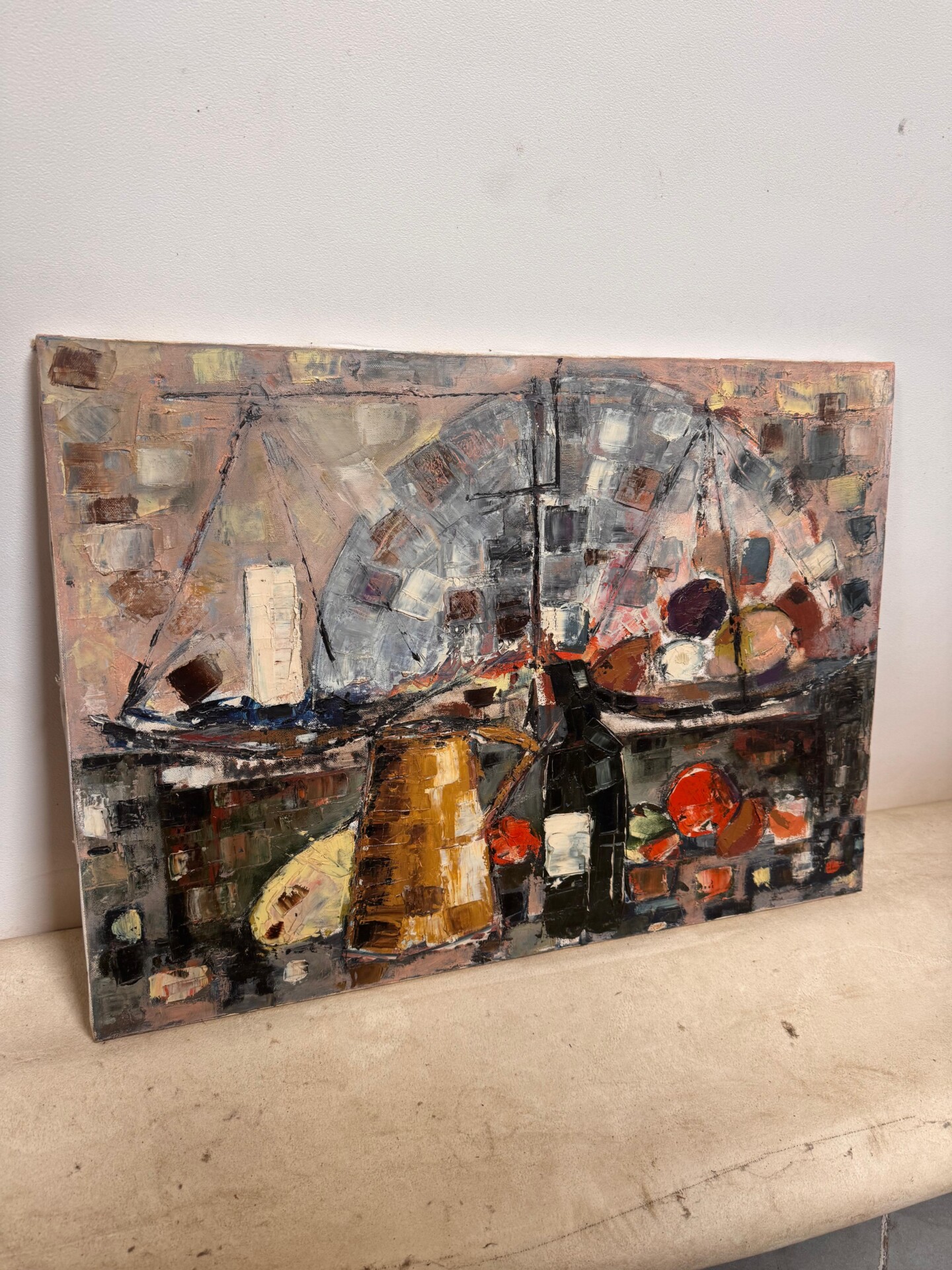 Italian 1970s semi abstract oil on canvas - Image 4