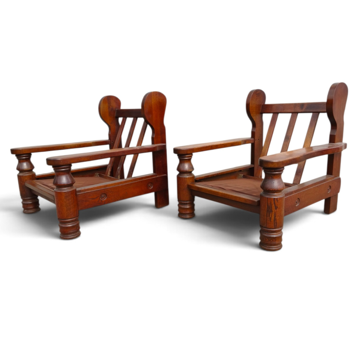 Pair of oversized brutalist armchairs